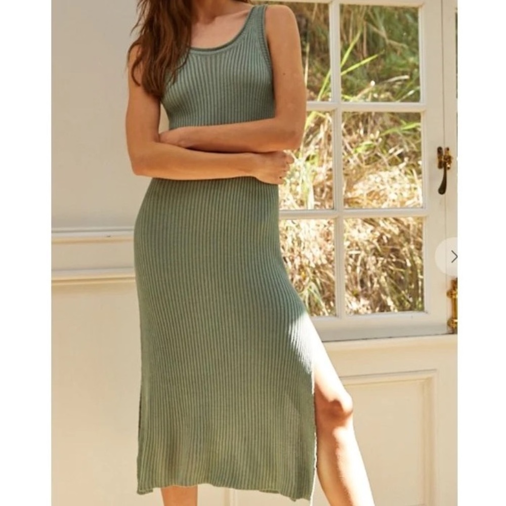 Teal knit midi dress